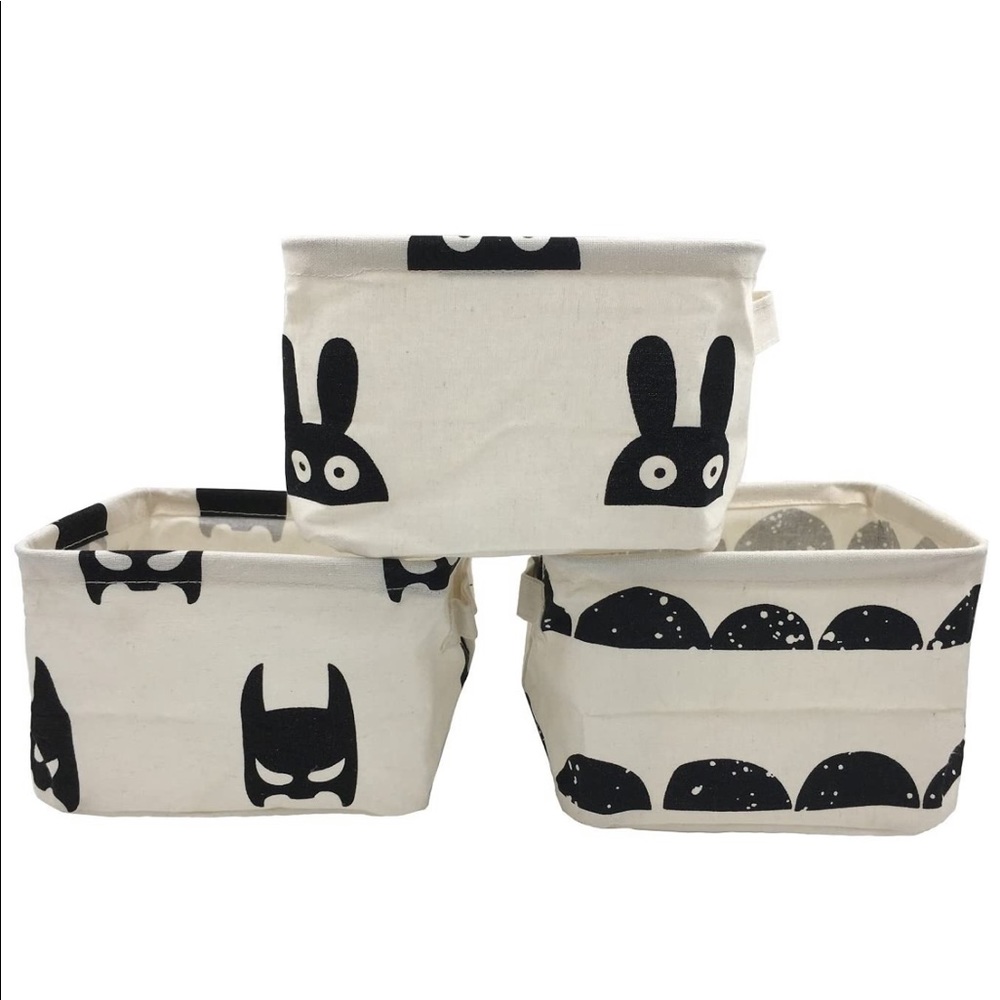 Black and white storage bins (set of 3)